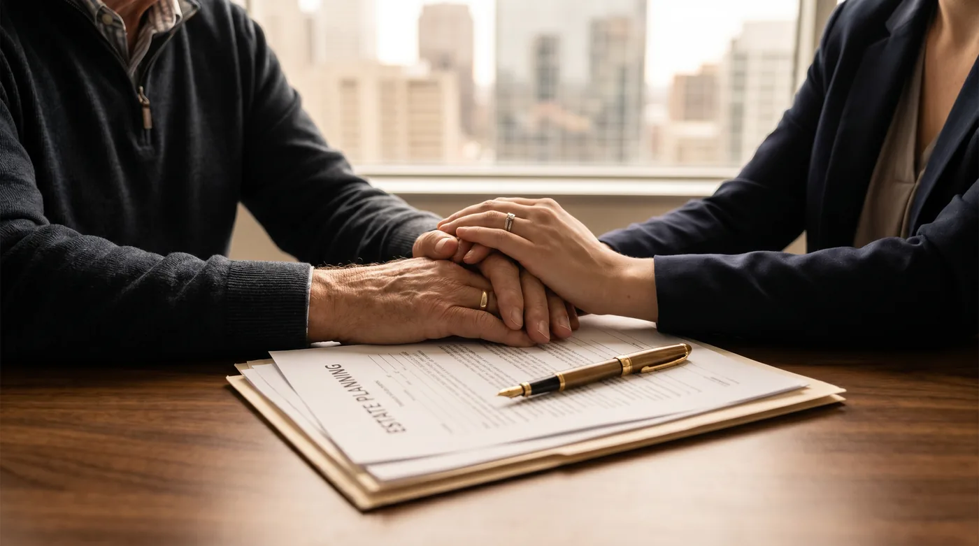 Family reviewing estate-planning documents with a Vancouver wills and estates lawyer